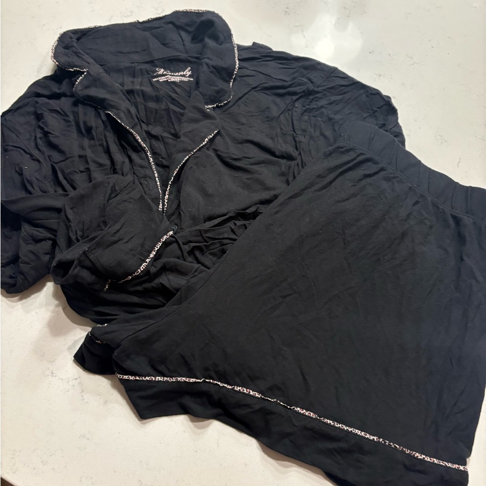 Black Pajama Set with White Trim